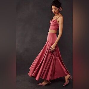 NWT Anthropologie rose top and maxi skirt set